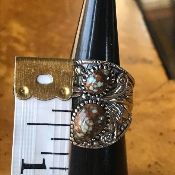 Natural Turquoise Sterling Silver Eagle Ring Size 6 - Picture 5 of 10